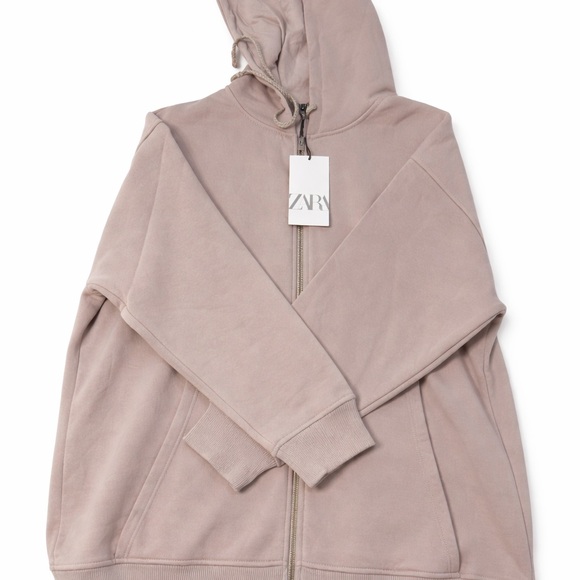 Zara Sweaters - Zara Oversized Mauve Zip Up Hoodie Size M NWT Cozy Minimal Lounge